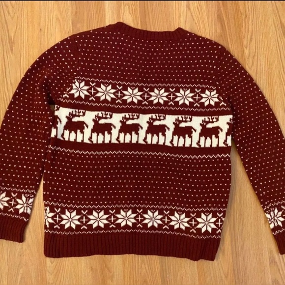 POL Sweaters - POL Women's Fair Isle Christmas Sweater Reindeer Snowflakes Holiday Red Medium